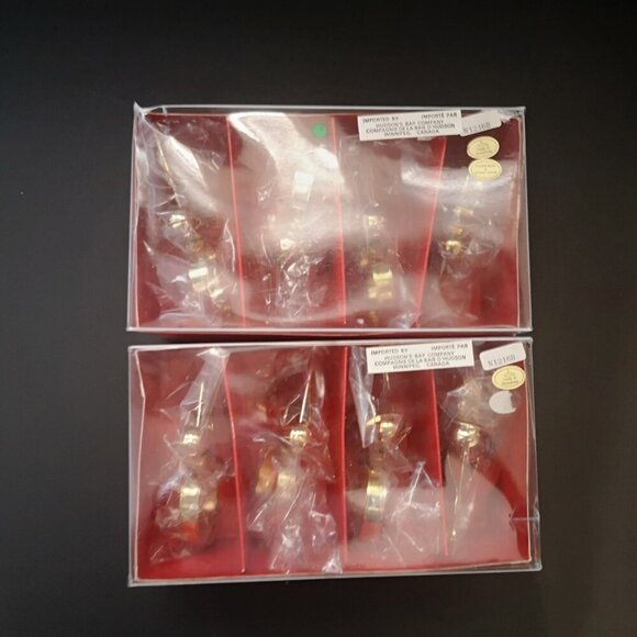 Brass Tone Metal Angel Napkin Rings New in Box Made in Hong Kong 2 sets of 4 - Picture 3 of 6